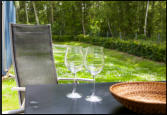 Sehr ruhige Terrasse mit Blick in den Wald